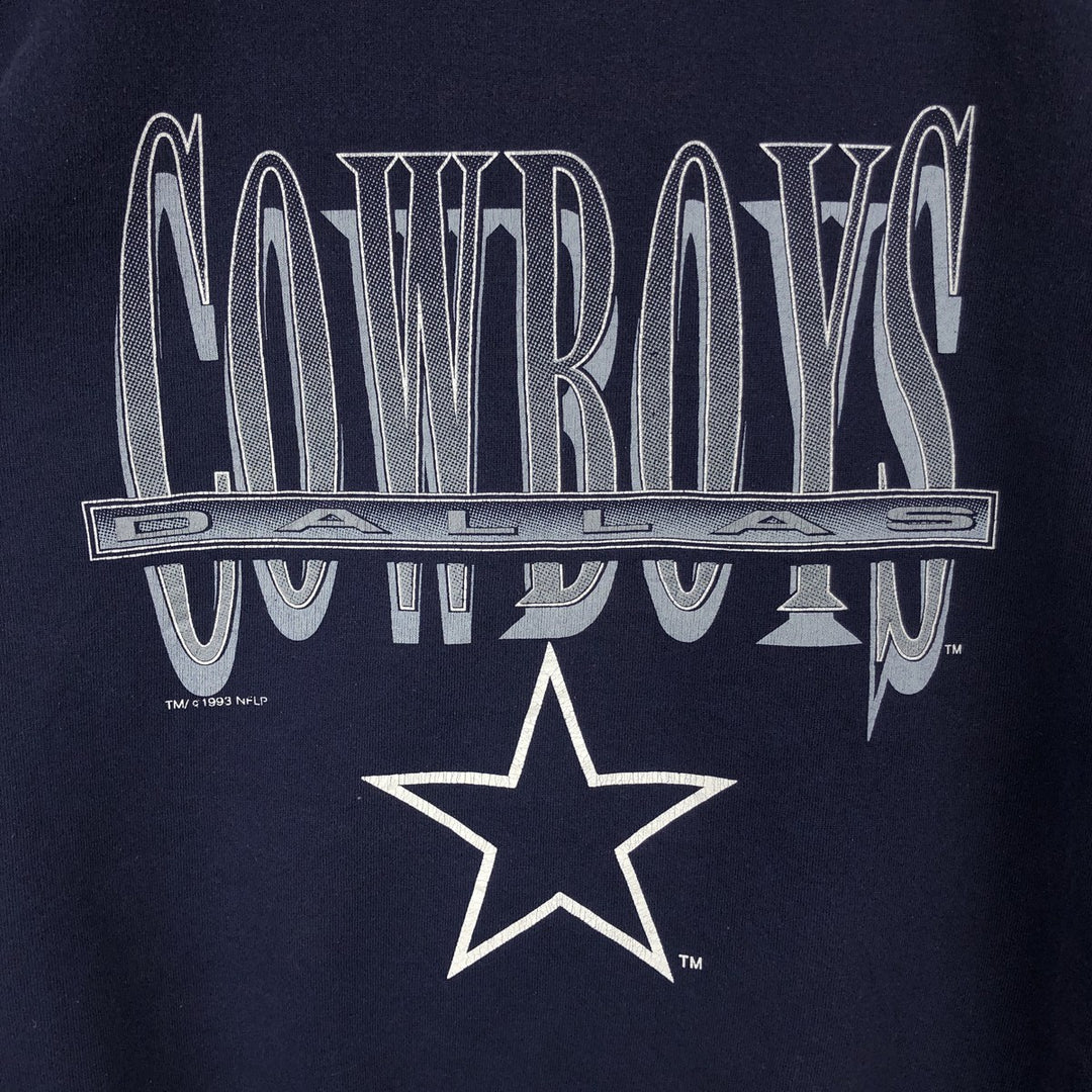 90'S Delta NFL Dallas Cowboys Print Sweatshirt, Made in USA, Men's Size L (Equivalent), Vintage polyester Navy blue Vintage Second Hand