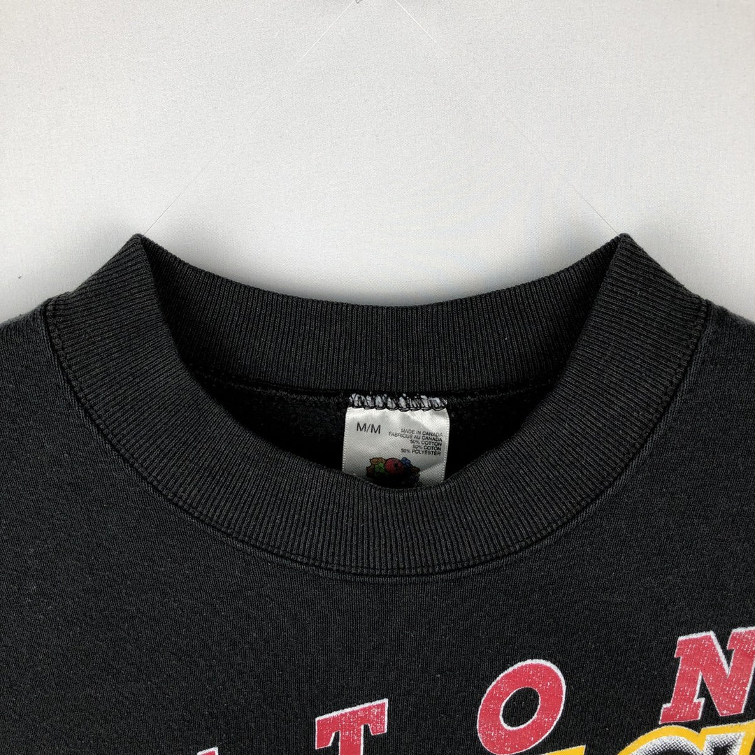 90'S Fruit of the Loom NHL Boston Bruins Print Sweatshirt, Made in Canada, Men's Size M (approx.) cotton black type Vintage Second Hand