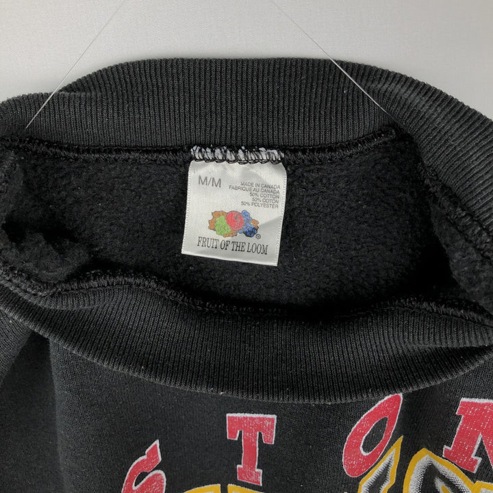 90'S Fruit of the Loom NHL Boston Bruins Print Sweatshirt, Made in Canada, Men's Size M (approx.) cotton black type Vintage Second Hand