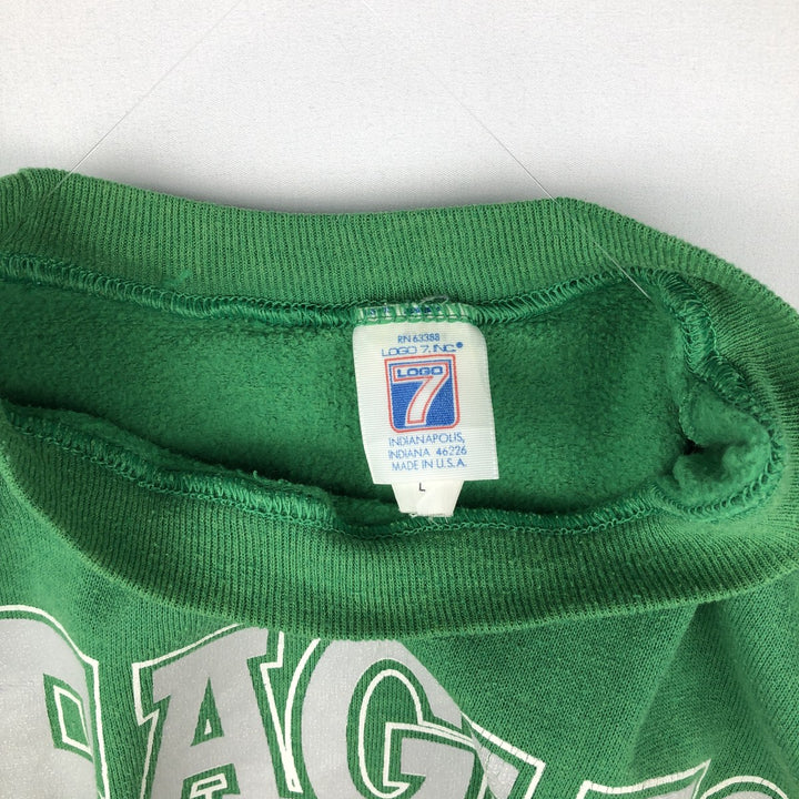 90'S LOGO7 NFL Philadelphia Eagles Print Sweatshirt, Made in USA, Men's Size L (Equivalent), Vintage cotton green type Vintage Second Hand