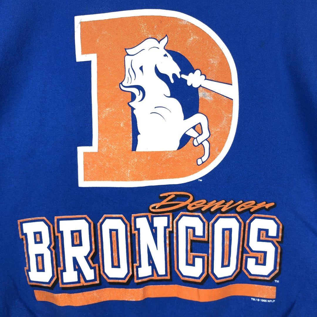 90'S SALEM SPORTSWEAR NFL Denver Broncos Sweatshirt, Made in USA, Men's XL equivalent, Vintage cotton blue type Vintage Second Hand