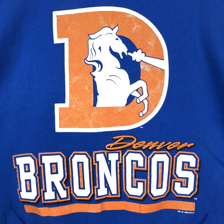 90'S SALEM SPORTSWEAR NFL Denver Broncos Sweatshirt, Made in USA, Men's XL equivalent, Vintage cotton blue type Vintage Second Hand