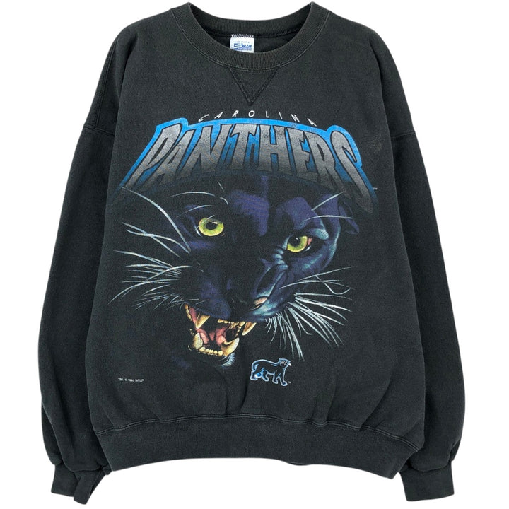 Vintage 90'S SALEM NFL Carolina Panthers Print Sweatshirt, Made in USA, Men's Size Large cotton black type Vintage Second Hand