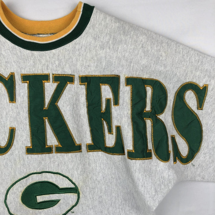 90'S LEGENDS NFL Green Bay Packers Print Sweatshirt, Made in USA, Men's Size L (Equivalent), Vintage cotton gray type Vintage Second Hand