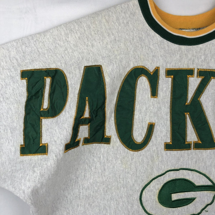 90'S LEGENDS NFL Green Bay Packers Print Sweatshirt, Made in USA, Men's Size L (Equivalent), Vintage cotton gray type Vintage Second Hand