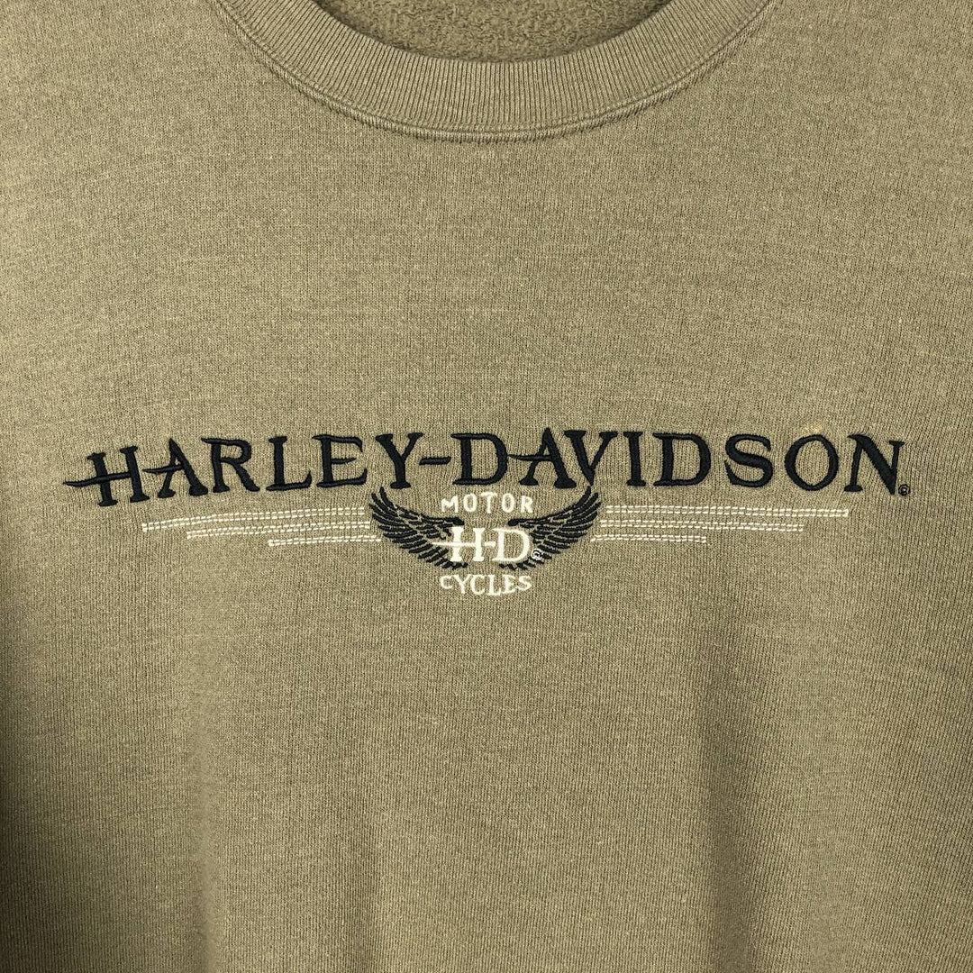 Harley-Davidson Advertising Sweatshirt, Men's XL Size unclear Khaki type Vintage Second Hand