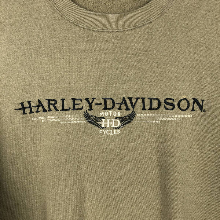 Harley-Davidson Advertising Sweatshirt, Men's XL Size unclear Khaki type Vintage Second Hand