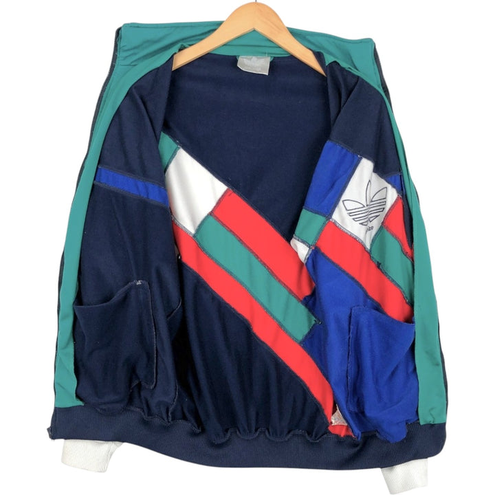 1980'S adidas Trefoil Logo Jersey Track Jacket, Men's Size L polyester navy blue type Vintage Second Hand