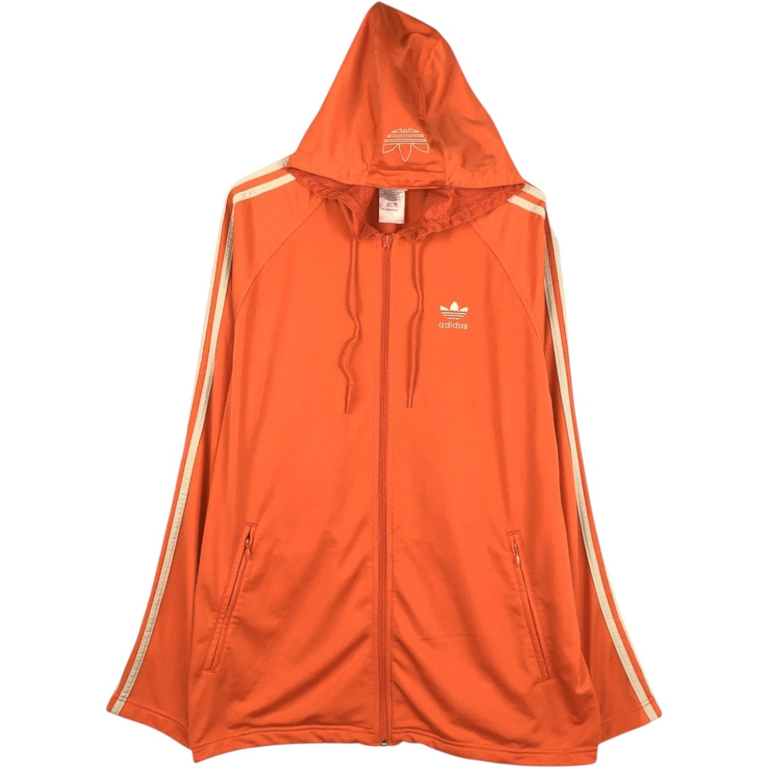 2000'S adidas Originals Jersey Hoodie Track Jacket, Men's XL polyester orange type Vintage Second Hand