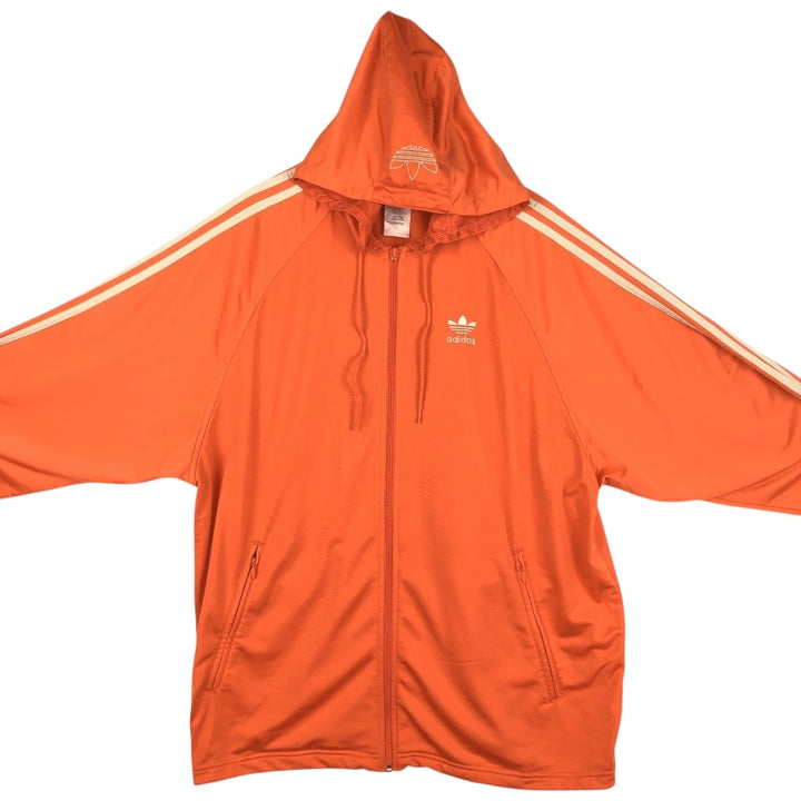 2000'S adidas Originals Jersey Hoodie Track Jacket, Men's XL polyester orange type Vintage Second Hand