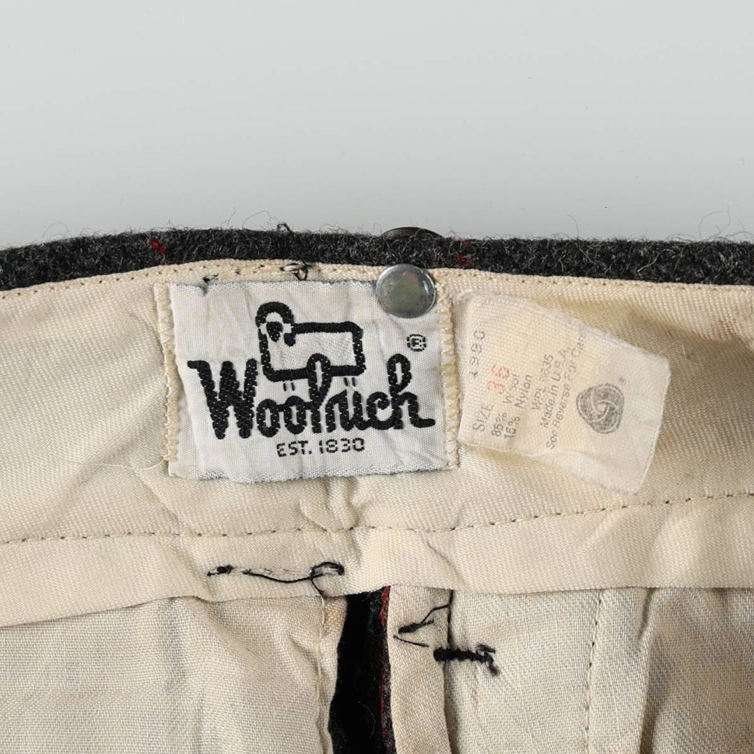 70s-80'S Woolrich Check Pattern Slacks Pants, Made in USA, Men's W36 (approx.), Thick Fabric, Vintage wool gray type Vintage Second Hand