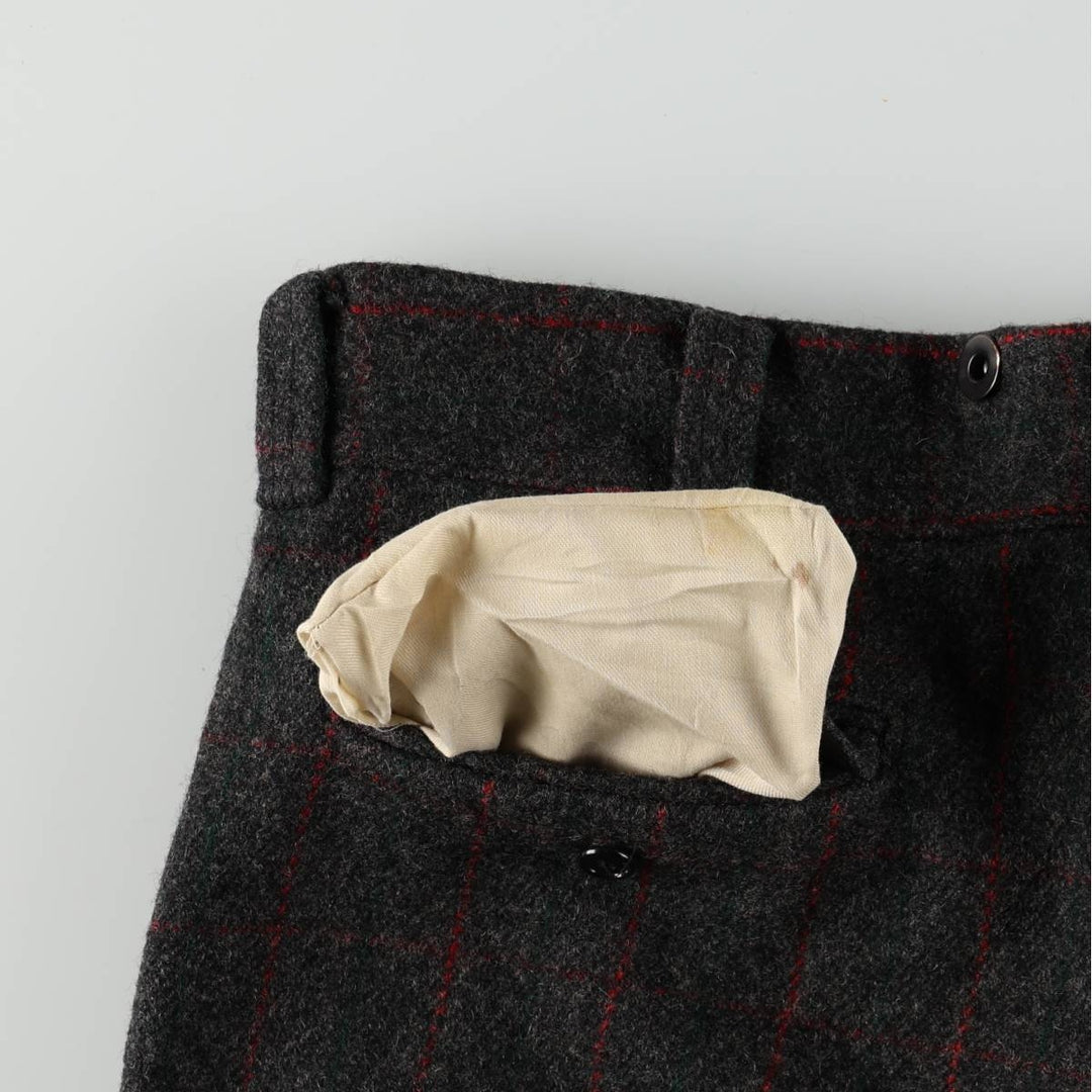 70s-80'S Woolrich Check Pattern Slacks Pants, Made in USA, Men's W36 (approx.), Thick Fabric, Vintage wool gray type Vintage Second Hand