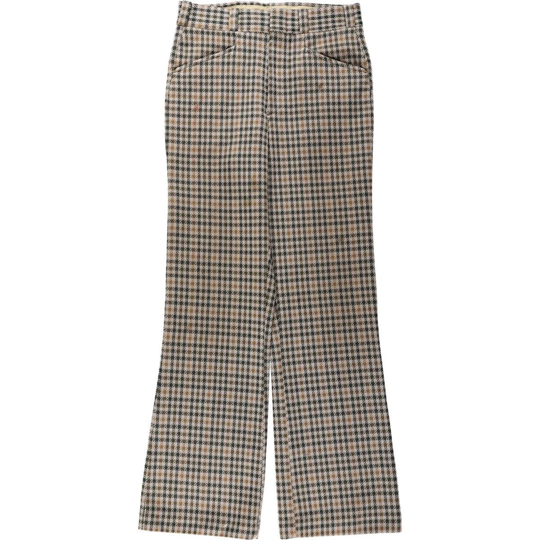 90'S Check Pattern Flare Pants, Men's Size W32 (approx.), Vintage unclear Beige type Vintage Second Hand