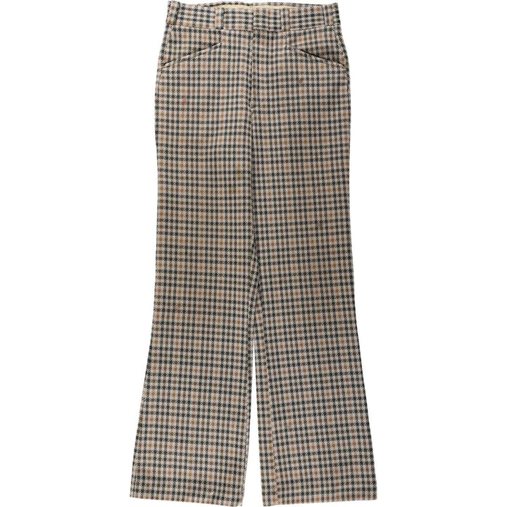 90'S Check Pattern Flare Pants, Men's Size W32 (approx.), Vintage unclear Beige type Vintage Second Hand