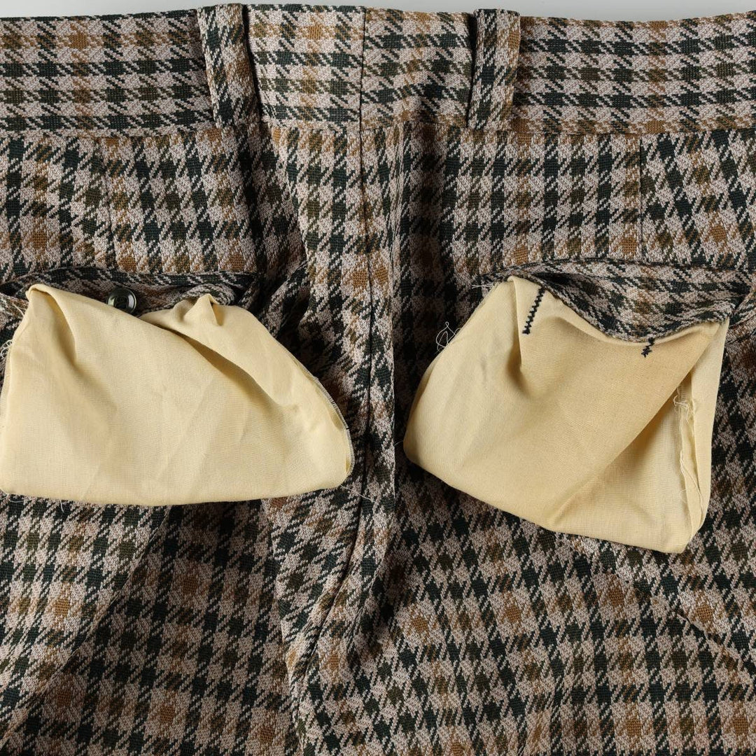 90'S Check Pattern Flare Pants, Men's Size W32 (approx.), Vintage unclear Beige type Vintage Second Hand