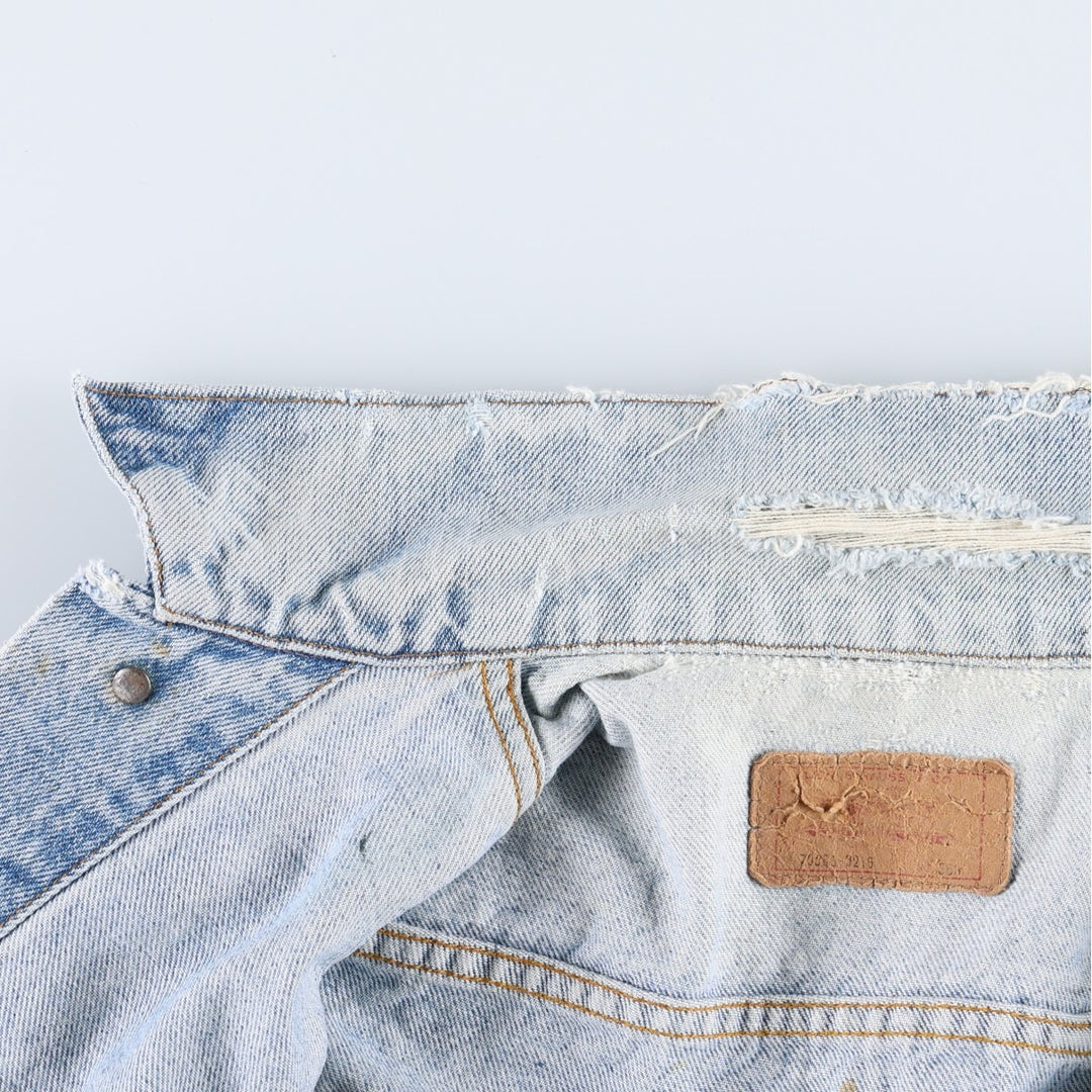 80s-90'S Levi's denim jacket, made in USA, men's size S (approx.), vintage. unclear blue type Vintage Second Hand