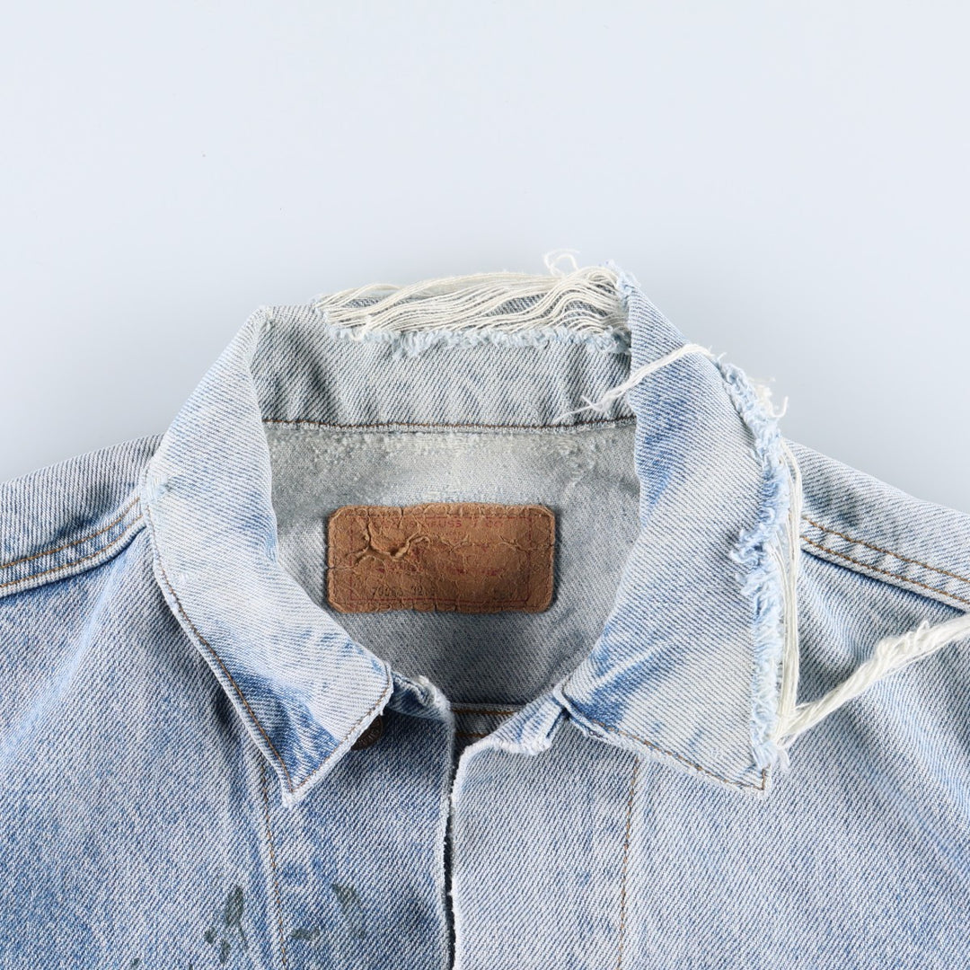 80s-90'S Levi's denim jacket, made in USA, men's size S (approx.), vintage. unclear blue type Vintage Second Hand