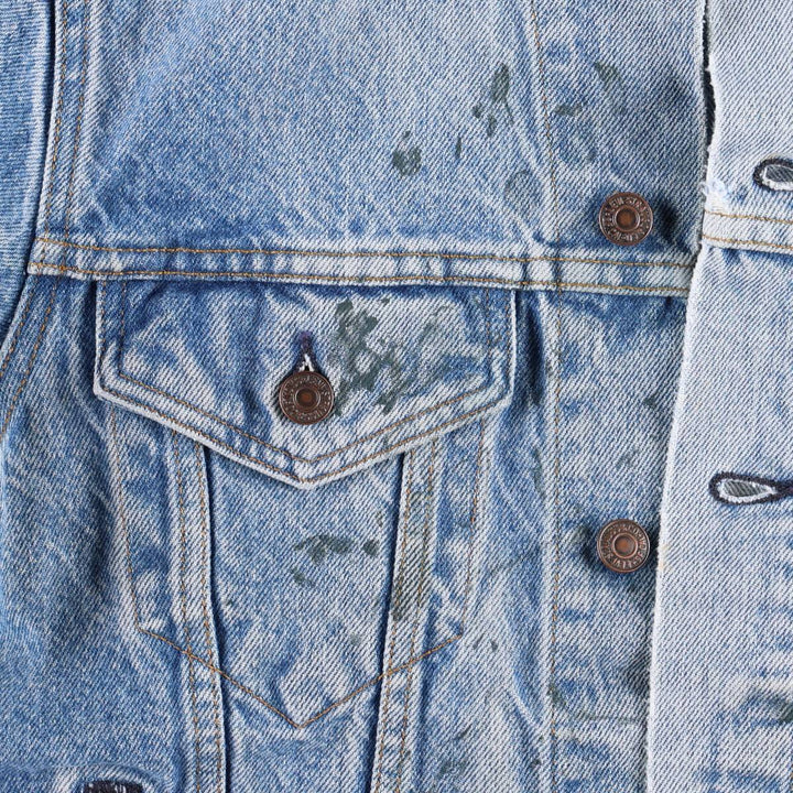 80s-90'S Levi's denim jacket, made in USA, men's size S (approx.), vintage. unclear blue type Vintage Second Hand