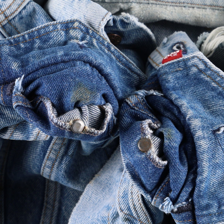 80s-90'S Levi's denim jacket, made in USA, men's size S (approx.), vintage. unclear blue type Vintage Second Hand