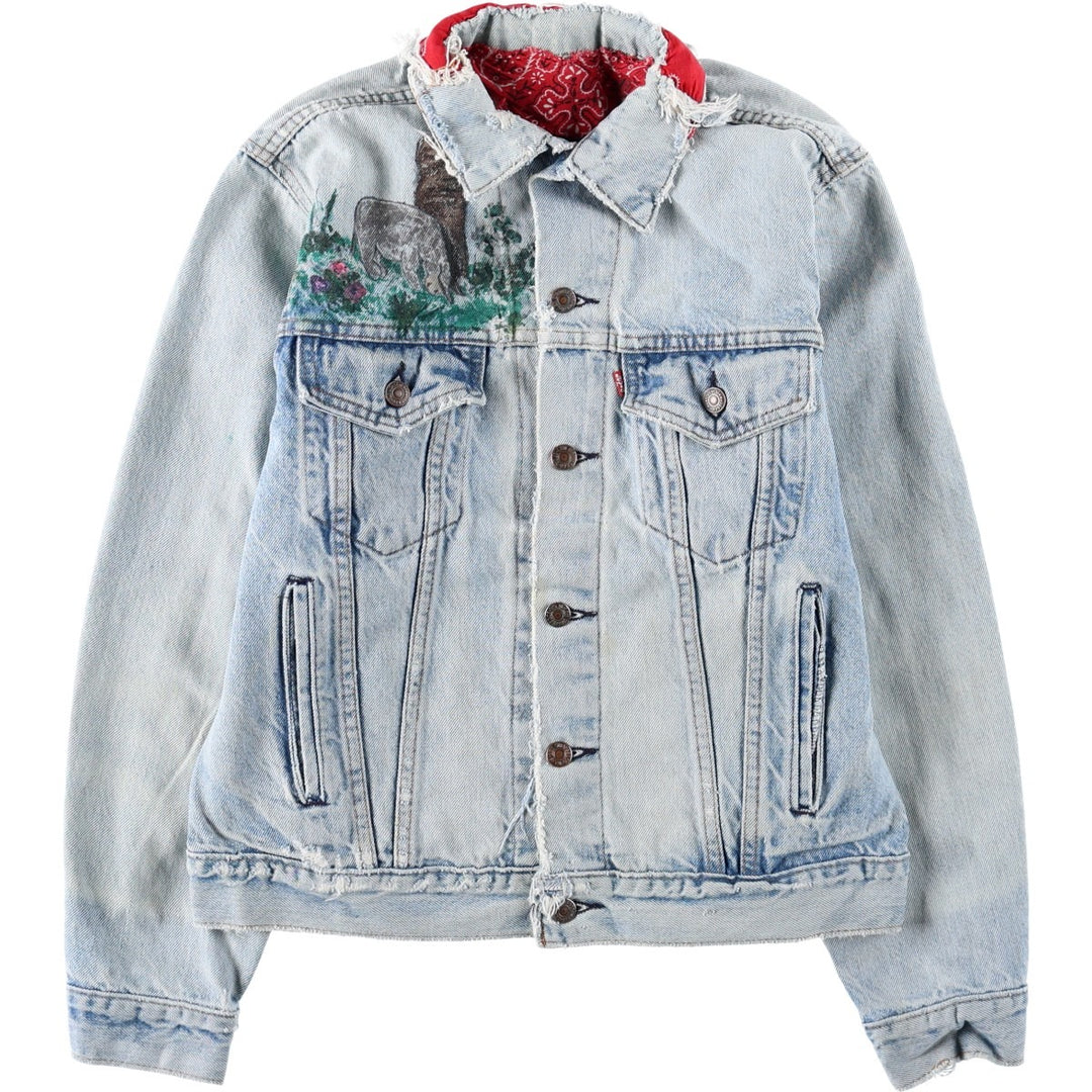 ~90'S Levi's Painted Denim Jacket, Made in USA, Women's Size M (Equivalent), Vintage unclear blue type Vintage Second Hand
