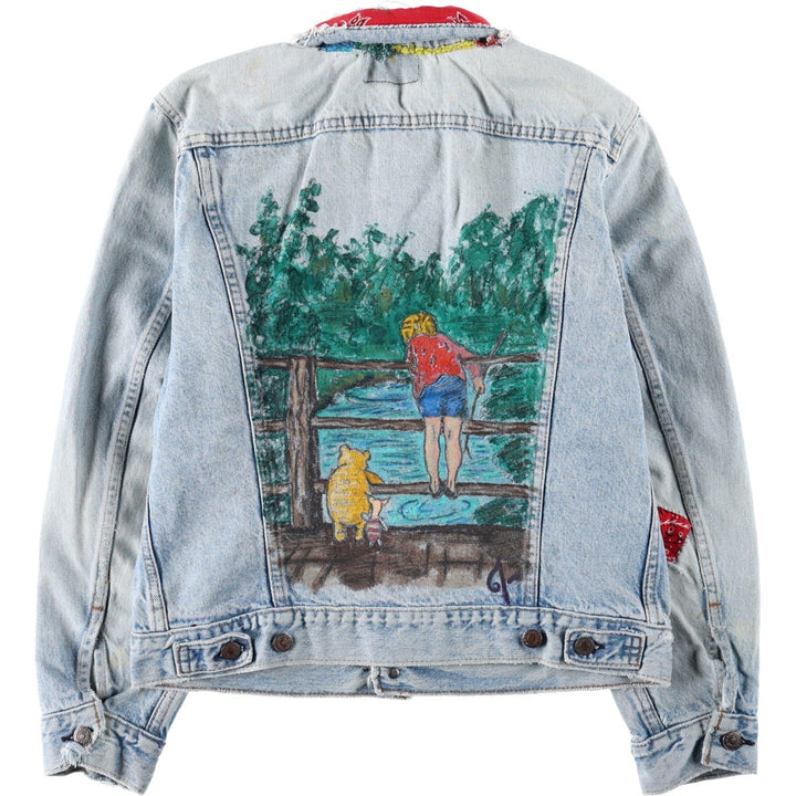 ~90'S Levi's Painted Denim Jacket, Made in USA, Women's Size M (Equivalent), Vintage unclear blue type Vintage Second Hand