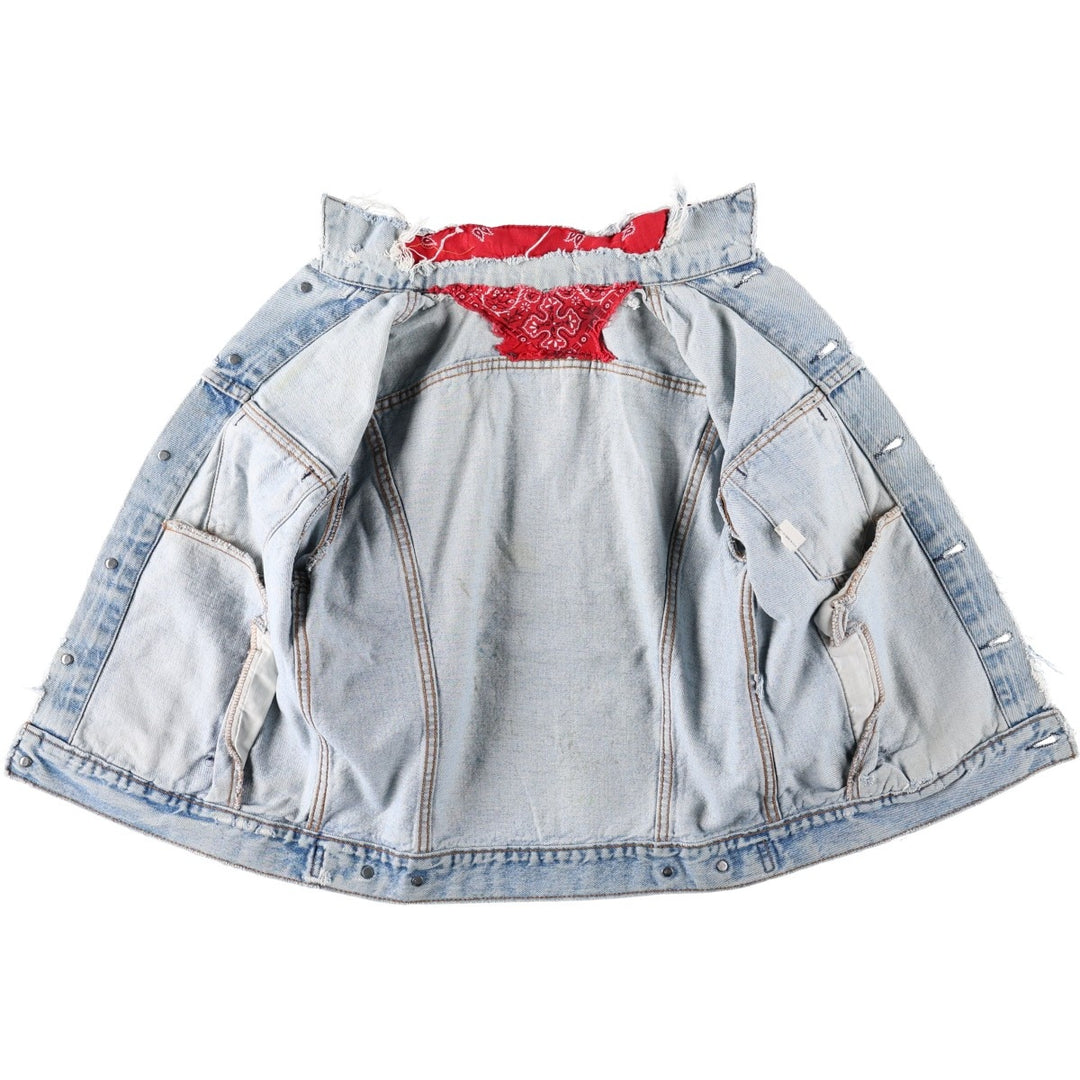~90'S Levi's Painted Denim Jacket, Made in USA, Women's Size M (Equivalent), Vintage unclear blue type Vintage Second Hand