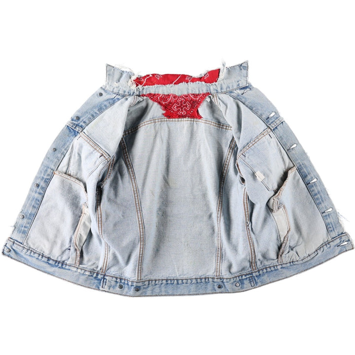 ~90'S Levi's Painted Denim Jacket, Made in USA, Women's Size M (Equivalent), Vintage unclear blue type Vintage Second Hand