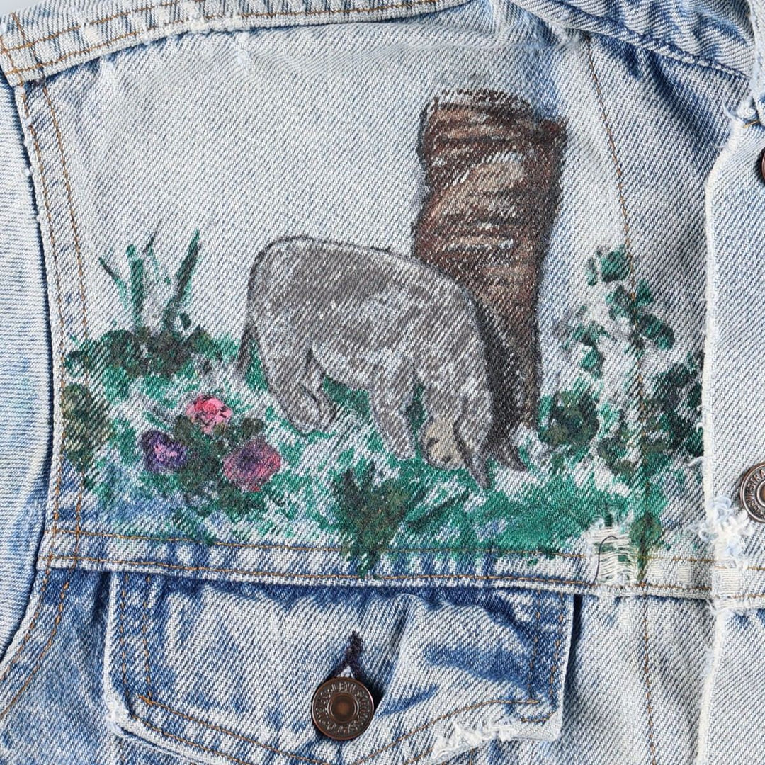 ~90'S Levi's Painted Denim Jacket, Made in USA, Women's Size M (Equivalent), Vintage unclear blue type Vintage Second Hand