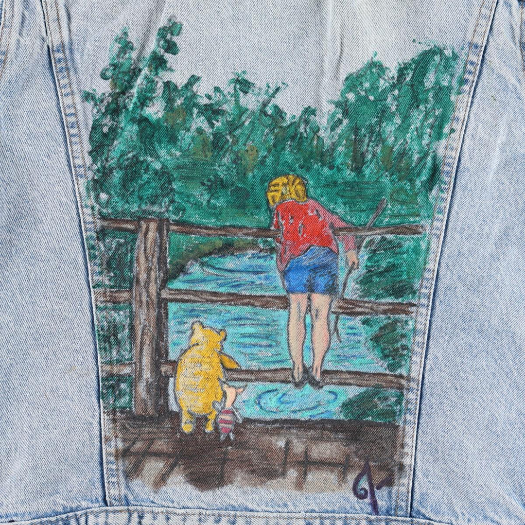 ~90'S Levi's Painted Denim Jacket, Made in USA, Women's Size M (Equivalent), Vintage unclear blue type Vintage Second Hand