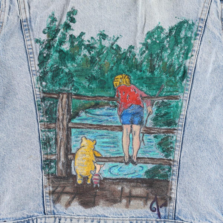 ~90'S Levi's Painted Denim Jacket, Made in USA, Women's Size M (Equivalent), Vintage unclear blue type Vintage Second Hand