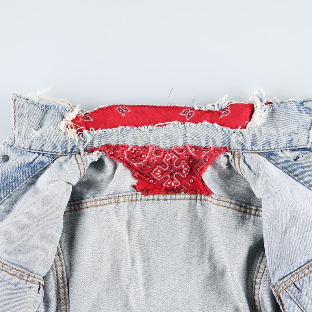 ~90'S Levi's Painted Denim Jacket, Made in USA, Women's Size M (Equivalent), Vintage unclear blue type Vintage Second Hand