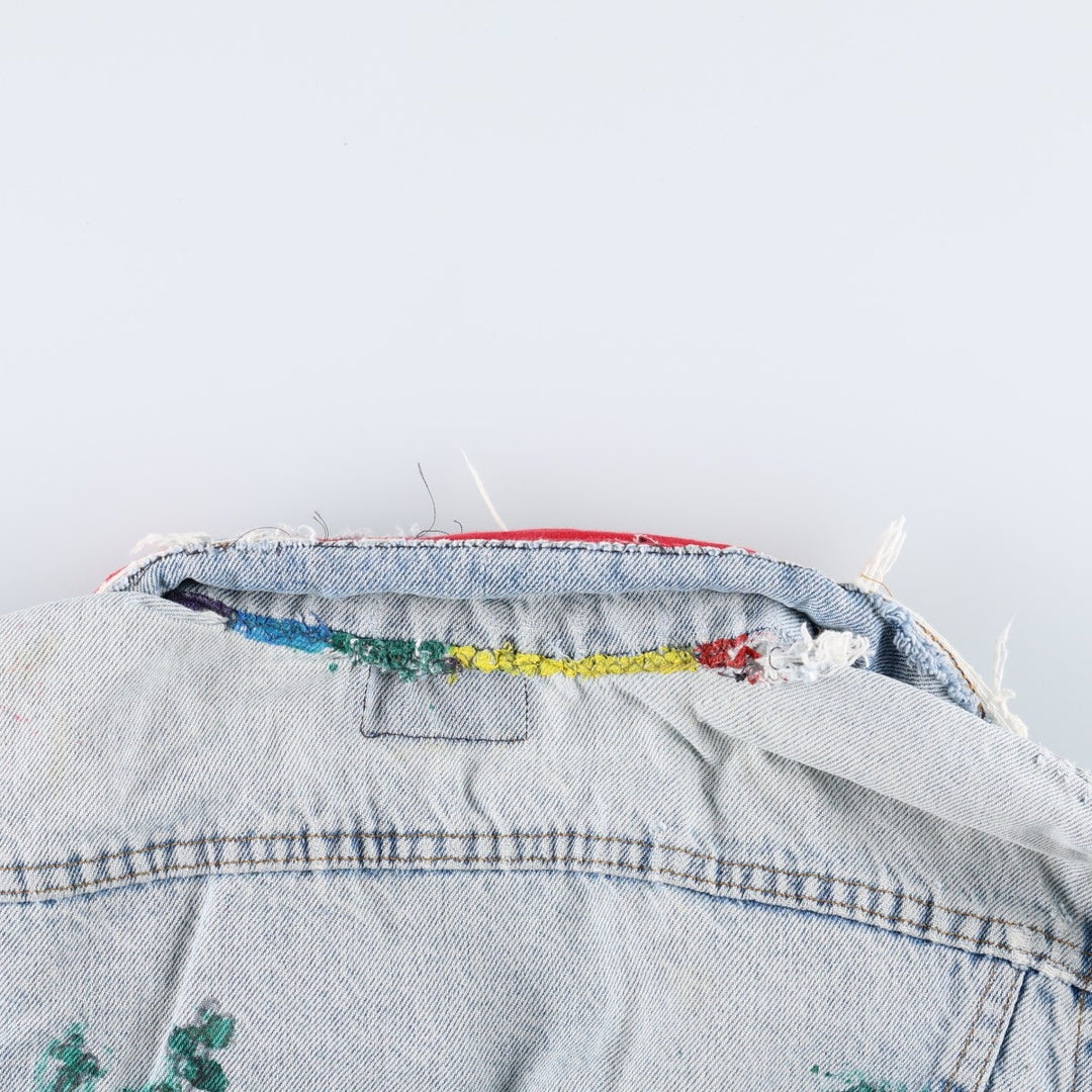 ~90'S Levi's Painted Denim Jacket, Made in USA, Women's Size M (Equivalent), Vintage unclear blue type Vintage Second Hand
