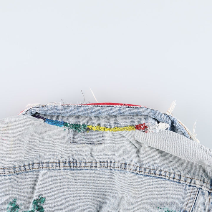 ~90'S Levi's Painted Denim Jacket, Made in USA, Women's Size M (Equivalent), Vintage unclear blue type Vintage Second Hand