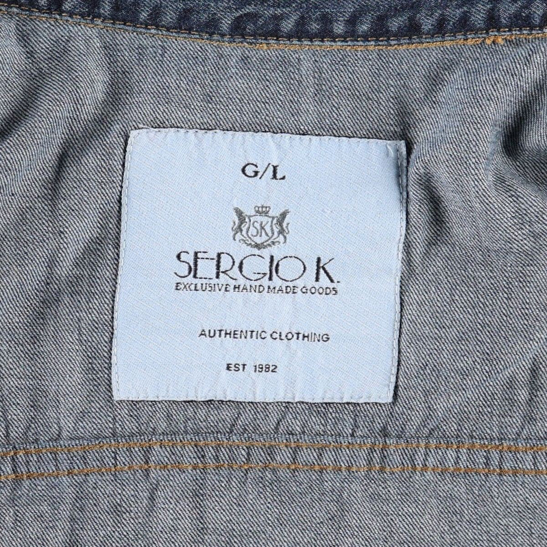SERGIO K Denim Jacket (Women's Size L) cotton blue type Vintage Second Hand