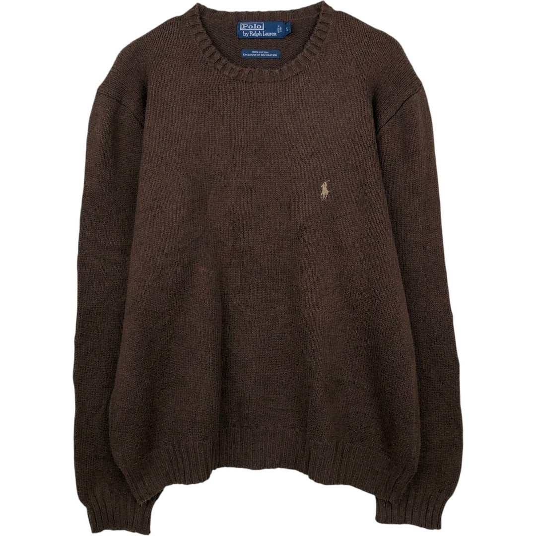 Ralph Lauren POLO by Ralph Lauren Cotton Knit Sweater Men's L size cotton brown type Vintage Second Hand
