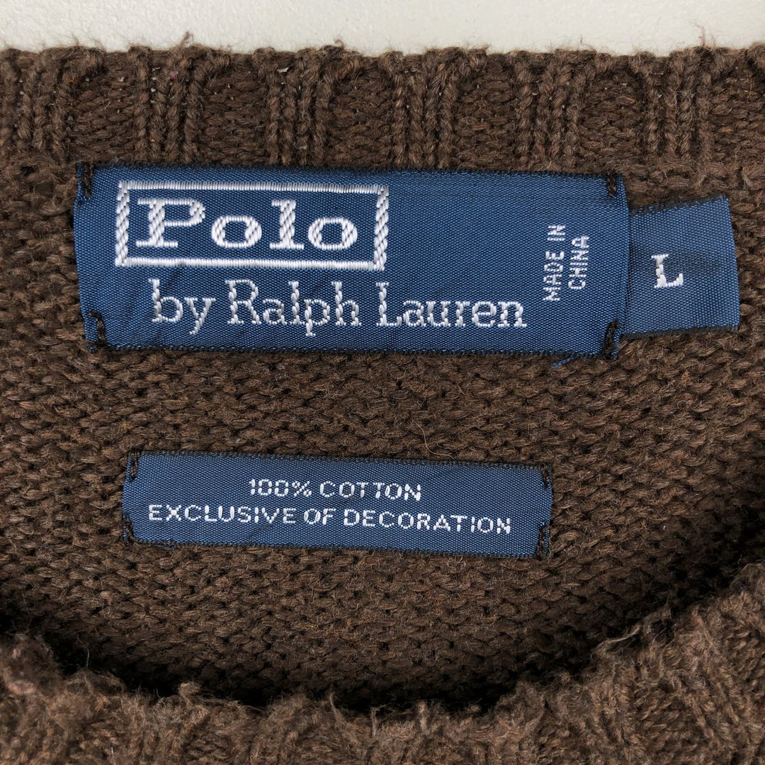 Ralph Lauren POLO by Ralph Lauren Cotton Knit Sweater Men's L size cotton brown type Vintage Second Hand