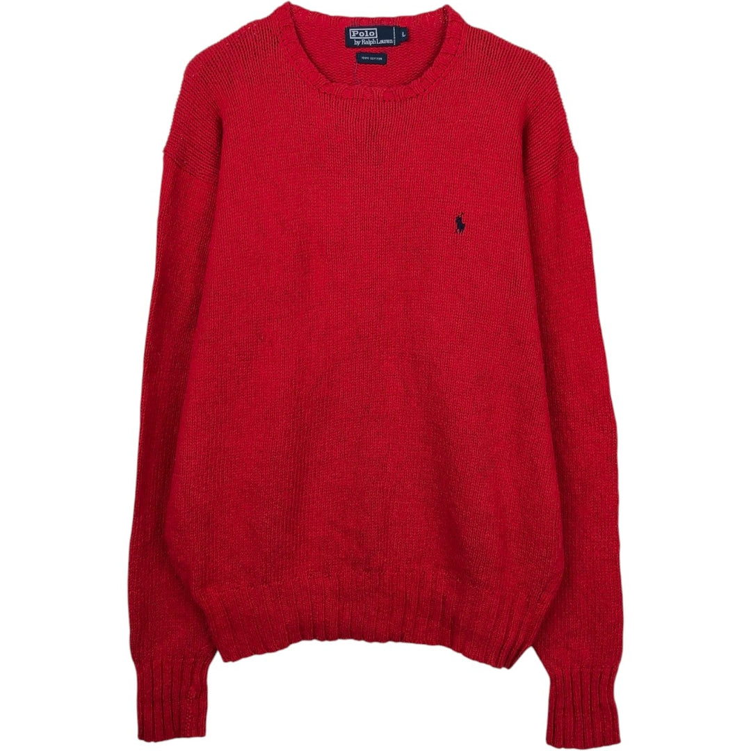 Ralph Lauren POLO by Ralph Lauren Cotton Knit Sweater Men's L size cotton red type Vintage Second Hand