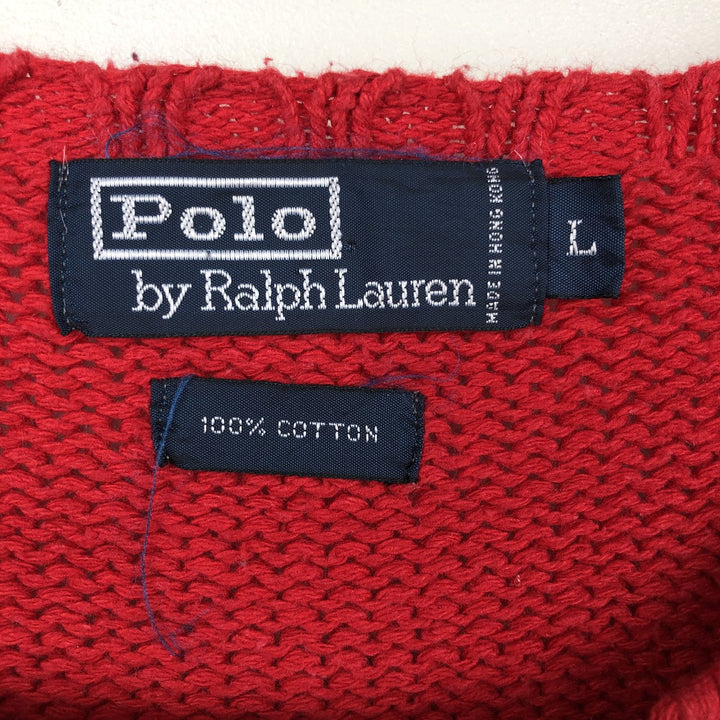 Ralph Lauren POLO by Ralph Lauren Cotton Knit Sweater Men's L size cotton red type Vintage Second Hand