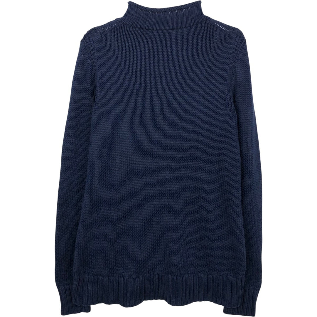 90'S J.Crew Always Roll Neck Cotton Knit Sweater, Men's Size S (approx.), Vintage cotton navy blue type Vintage Second Hand