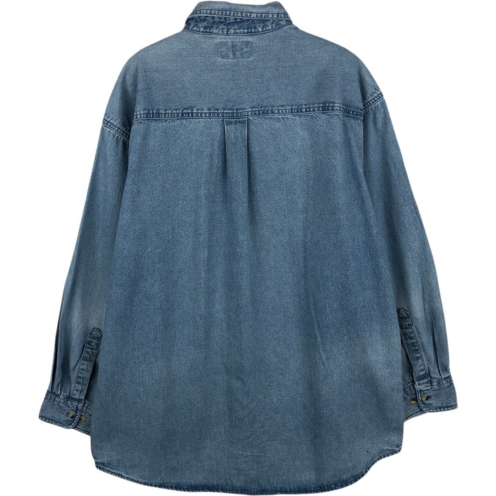 Dickies Long Sleeve Button Down Denim Shirt, Men's Size L cotton Blue type light blue Vintage Second Hand