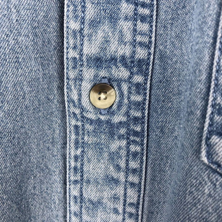 Dickies Long Sleeve Button Down Denim Shirt, Men's Size L cotton Blue type light blue Vintage Second Hand