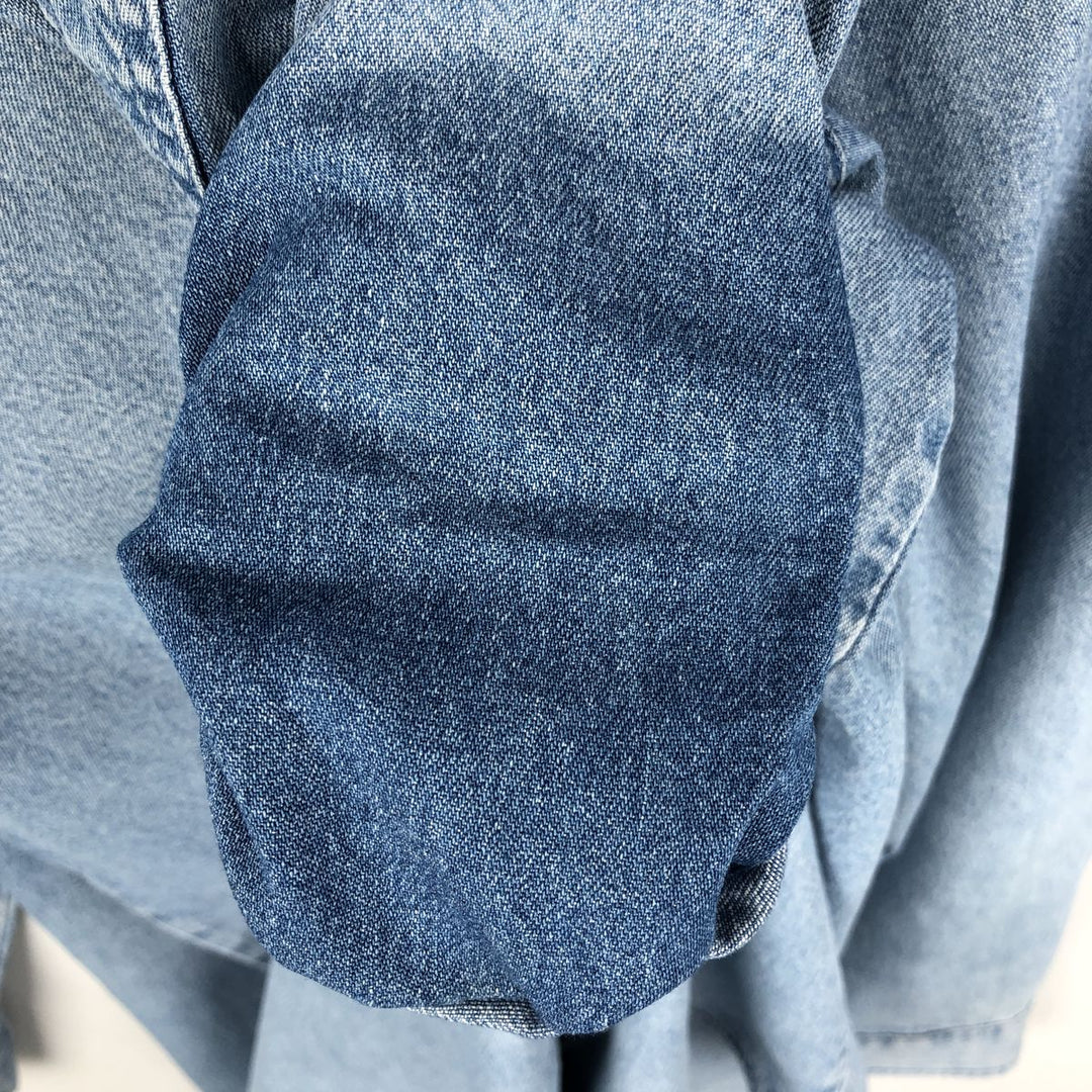 Dickies Long Sleeve Button Down Denim Shirt, Men's Size L cotton Blue type light blue Vintage Second Hand