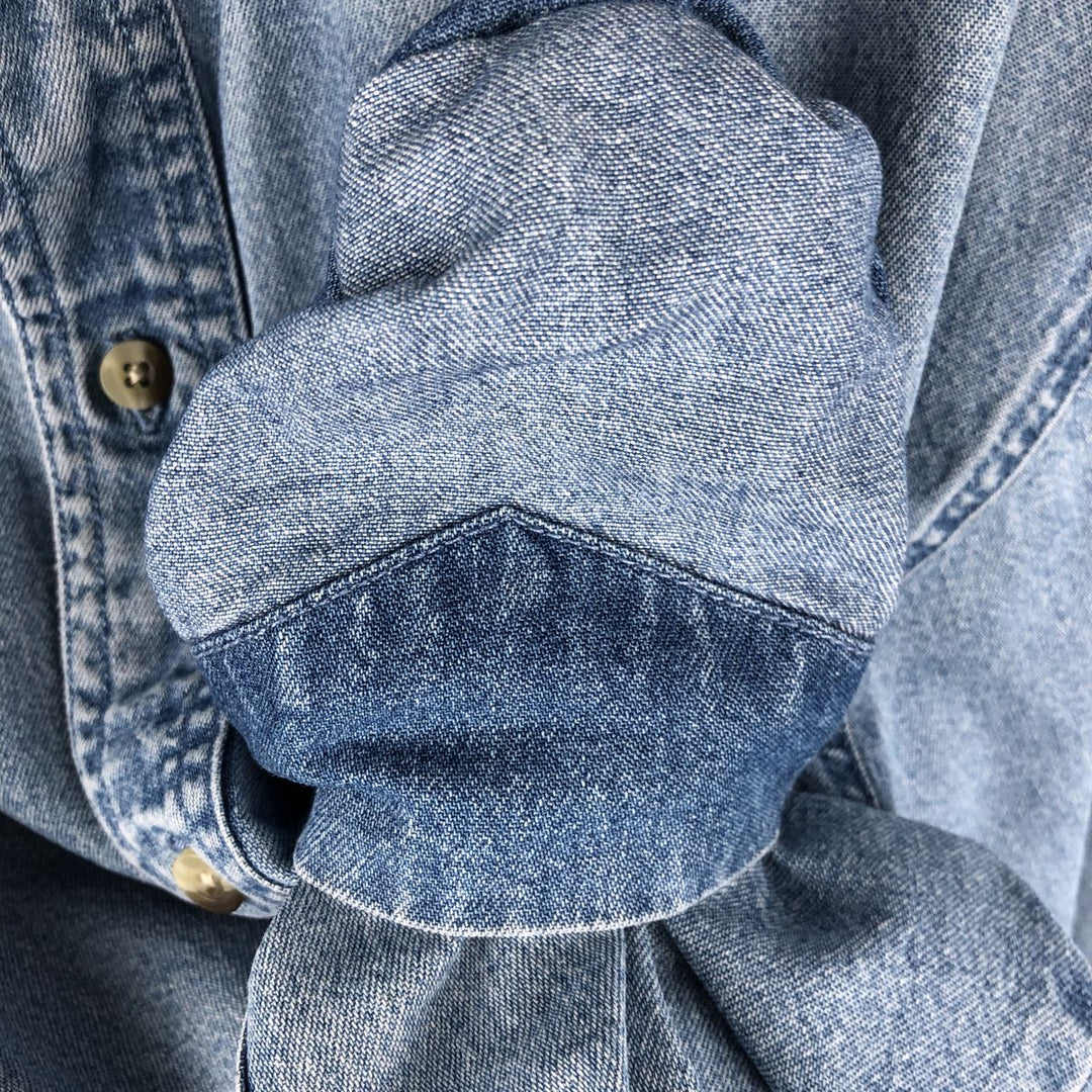 Dickies Long Sleeve Button Down Denim Shirt, Men's Size L cotton Blue type light blue Vintage Second Hand