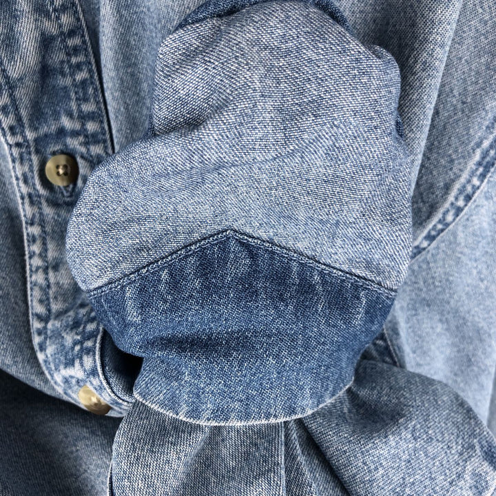 Dickies Long Sleeve Button Down Denim Shirt, Men's Size L cotton Blue type light blue Vintage Second Hand