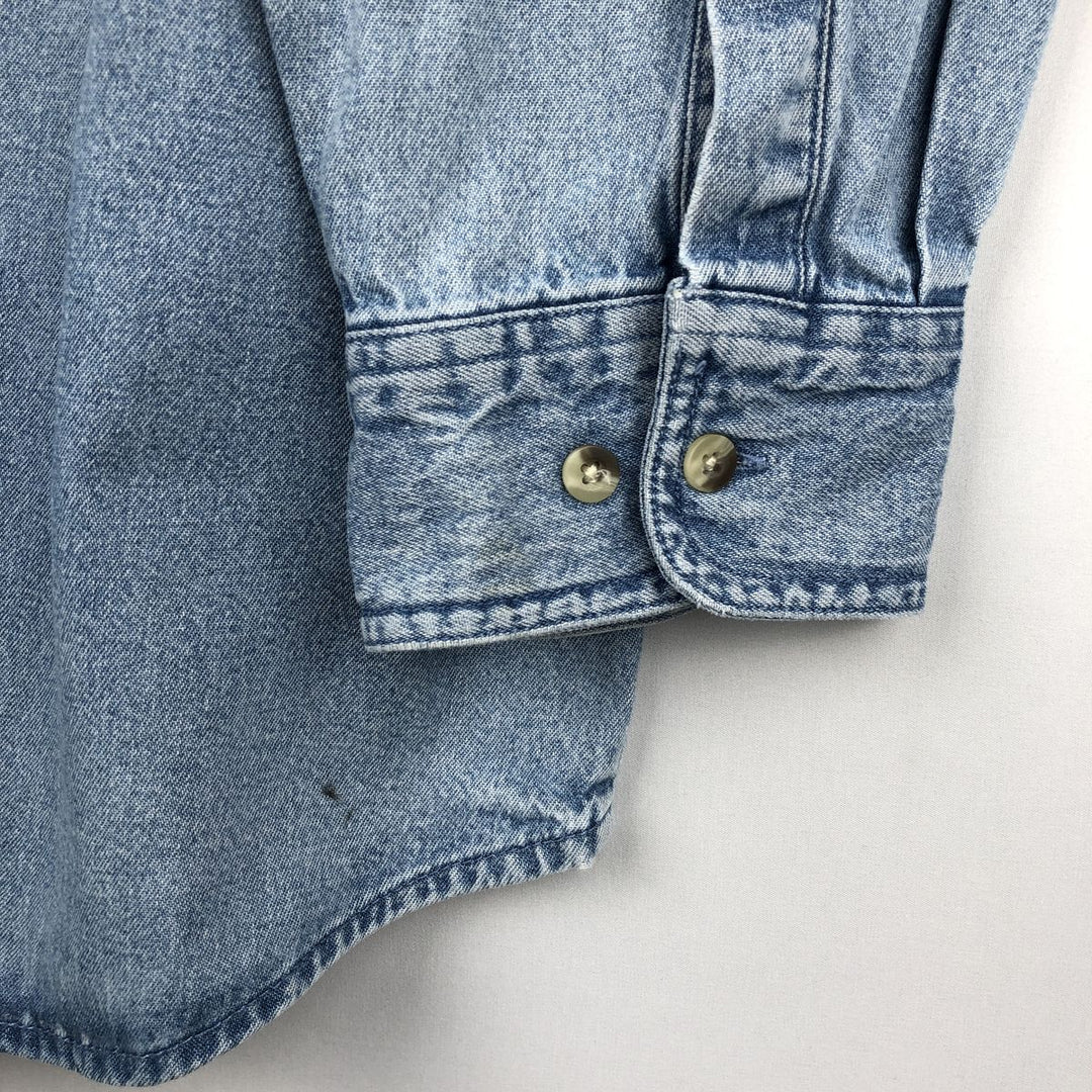 Dickies Long Sleeve Button Down Denim Shirt, Men's Size L cotton Blue type light blue Vintage Second Hand