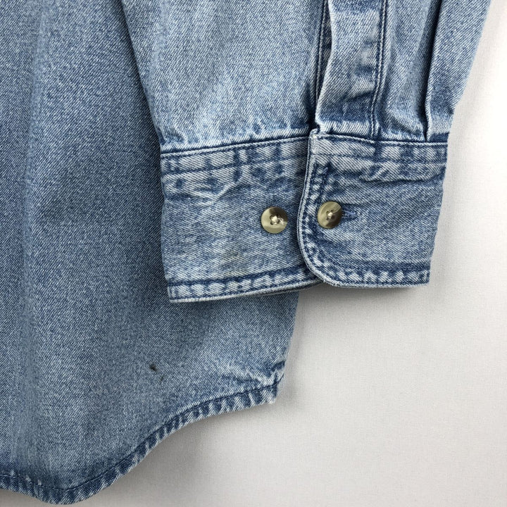 Dickies Long Sleeve Button Down Denim Shirt, Men's Size L cotton Blue type light blue Vintage Second Hand