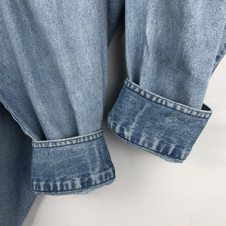 Dickies Long Sleeve Button Down Denim Shirt, Men's Size L cotton Blue type light blue Vintage Second Hand