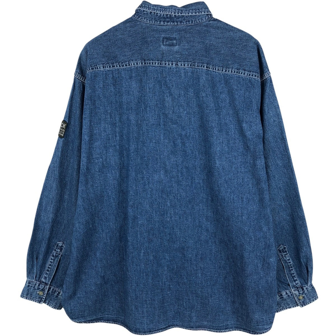 1990'S Calvin Klein Jeans Long-Sleeve Button-Down Denim Shirt, Men's Size XL (Vintage) cotton Indigo Vintage Second Hand