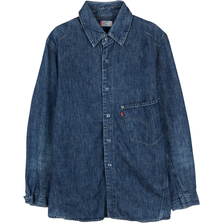 2000'S Levi's ENGINEERED Long-Sleeve Denim Shirt, Boxy Fit, Men's Size M (approx.) cotton blue type Vintage Second Hand