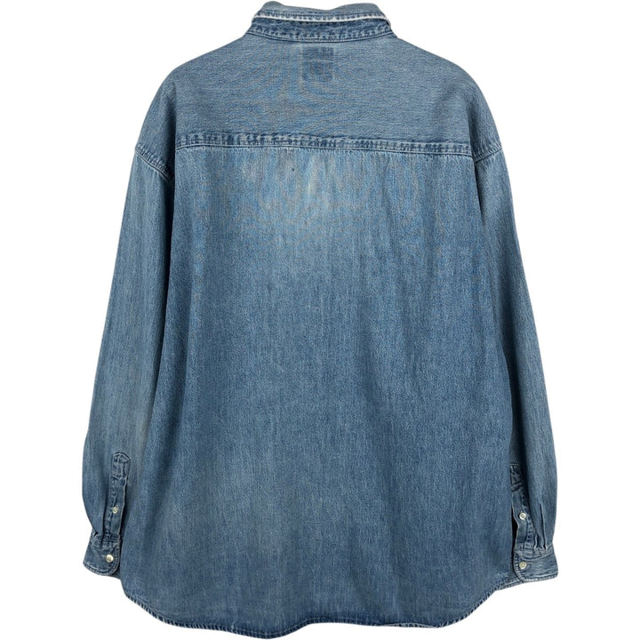 90'S GAP Vintage Long Sleeve Button-Down Denim Shirt, Men's XL cotton Blue type light blue Vintage Second Hand